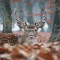 Majestic Fallow Deer in Autumn Forest with Colorful Leaves