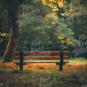 Serene Park Bench in Tranquil Nature Setting