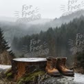 Adventure Awaits: Hiking Boots in Serene Forest Landscape