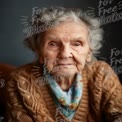 Emotional Portrait of an Elderly Woman with Warm Expressions and Cozy Knitwear