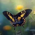 Vibrant Butterfly in Nature: Colorful Insect on Flower with Soft Focus Background