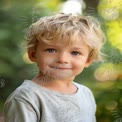 Charming Young Boy with Playful Smile in Natural Outdoor Setting