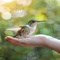 Delicate Hummingbird in Hand: Nature's Beauty and Connection