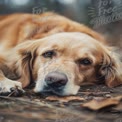 Golden Retriever Relaxing in Nature: Peaceful Pet Portrait