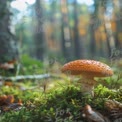 Vibrant Orange Mushroom in Lush Forest Setting: Nature's Beauty and Fungi Diversity