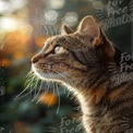 Curious Cat Gazing Out the Window with Bokeh Background