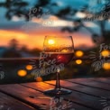 Romantic Sunset with Wine Glass: Cozy Evening Ambiance