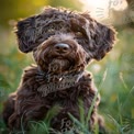 Adorable Brown Dog in Sunlit Grass - Cute Pet Portrait for Animal Lovers