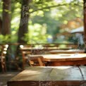 Serene Outdoor Dining Space with Natural Bokeh Background