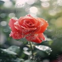 Beautiful Red Rose with Dew Drops in Soft Focus - Nature's Elegance