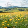 Vibrant Wildflower Meadow in Springtime: Scenic Nature Landscape with Yellow Buttercups