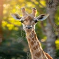 Majestic Giraffe Portrait in Natural Habitat with Soft Bokeh Background