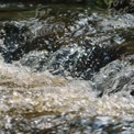 Crystal Clear Water Flowing Over Rocks with Sparkling Splashes