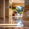 Modern Home Interior with Sunlit Hallway and Elegant Staircase