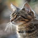 Close-Up of a Majestic Tabby Cat with Striking Green Eyes