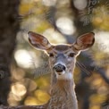 Majestic Whitetail Deer Portrait in Natural Habitat with Bokeh Background