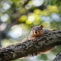 Curious Squirrel on Tree Branch with Bokeh Background