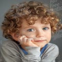 Charming Portrait of a Thoughtful Young Boy with Curly Hair