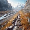 Majestic Mountain Landscape with Scenic Trail and Glacial River