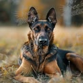 Majestic Belgian Malinois Dog in Autumn Landscape