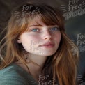 Natural Beauty Portrait with Freckles and Long Hair