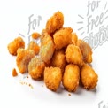 Crispy Golden Chicken Nuggets Pile on White Background