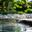 Tranquil Garden Water Feature with Bokeh Effect