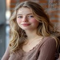 Natural Beauty Portrait of a Young Woman with Long Hair and Soft Smile