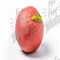 Fresh Organic Pink Apple with Leaf on White Background