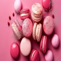 Delicious Pink Macarons on a Soft Pink Background - Sweet Treats and Desserts