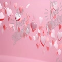 Colorful Heart Confetti on Pink Background for Valentine's Day and Romantic Themes