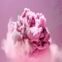 Vibrant Pink Smoke Cloud on Purple Background - Abstract Art and Creative Design