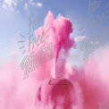 Vibrant Pink Smoke Eruption Against Blue Sky: Creative Background for Advertising and Art