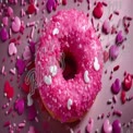 Delicious Pink Heart-Shaped Donut with Colorful Sprinkles for Valentine's Day Treats