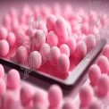 Digital Playfulness: Pink Foam Balls on Tablet Screen