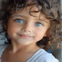 Charming Child Portrait with Bright Blue Eyes and Curly Hair