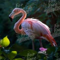 Elegant Pink Flamingo in Lush Tropical Setting