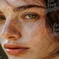 Close-Up of Freckled Face with Captivating Green Eyes