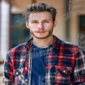 Confident Young Man in Casual Flannel Shirt: Portrait for Lifestyle and Fashion Themes