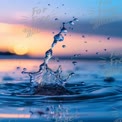 Dynamic Water Splash with Sunset Reflection - Nature's Beauty and Serenity