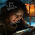 Cozy Evening Reading: Young Woman Engrossed in Digital Content with Warm Ambient Light