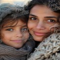 Warm Embrace: Mother and Daughter Bonding in Cozy Winter Scarves