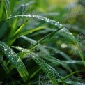 Frischer Morgentau auf üppigem grünem Gras - Die Ruhe der Natur