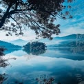 Tranquil Lake Reflection at Dawn: Serene Nature Landscape