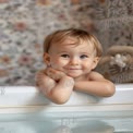 Happy Baby in Bathtub: Joyful Childhood Moments and Family Bonding