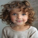 Charming Portrait of a Smiling Young Girl with Curly Hair and Freckles