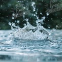 Dynamic Water Splash with Droplets - Refreshing Nature Background