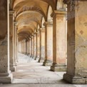 Architectural Elegance: Serene Arched Corridor with Pillars