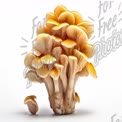 Vibrant Golden Oyster Mushrooms on White Background - Fresh Organic Fungi for Culinary Use