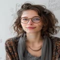 Natural Beauty Portrait of a Young Woman with Curly Hair and Glasses